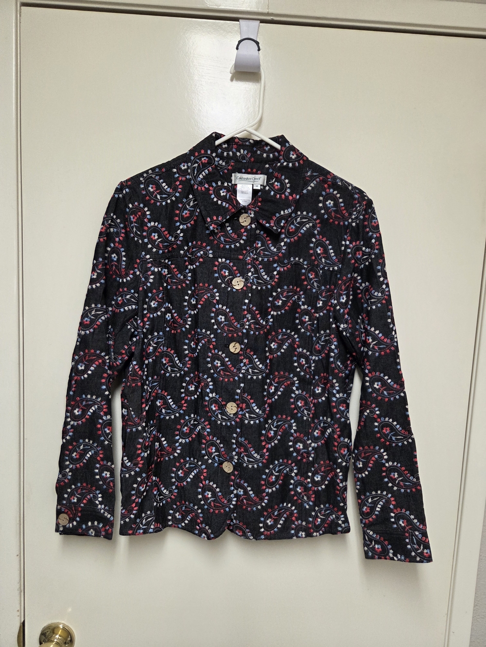 Vintage 90s Coldwater Creek Embroidered Paisley Womens Jacket Size Medium